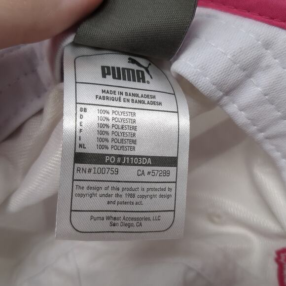 Puma Snapback Baseball Cap White One Size Adjustable Embroidered Vented Holes - Picture 11 of 11